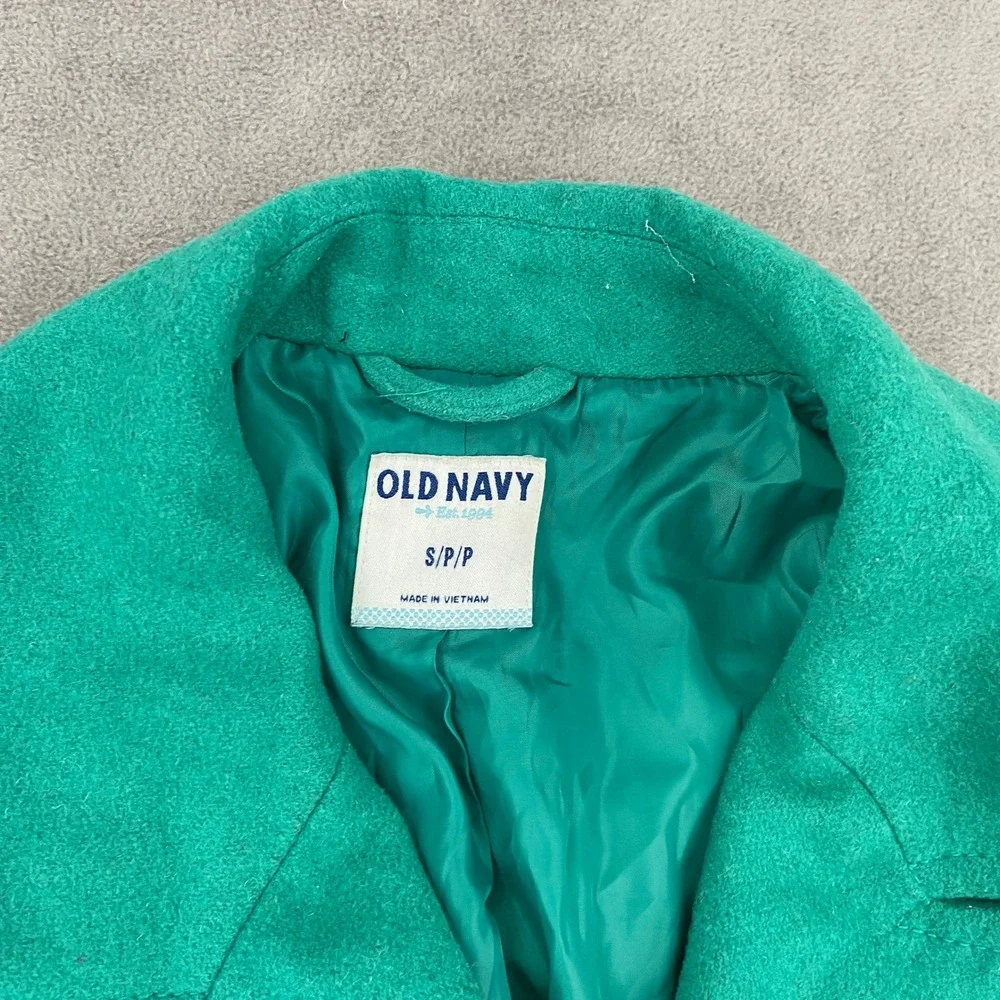 Old Navy Womens‎ Emerald Green Wool Blend Pea Coat Gold Buttons Size Small 4941
